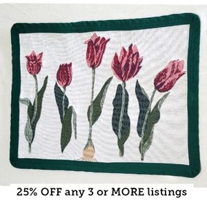 Floral Embroidered Placemat Vintage Tablescape Decor Accessorie Flower Cottage